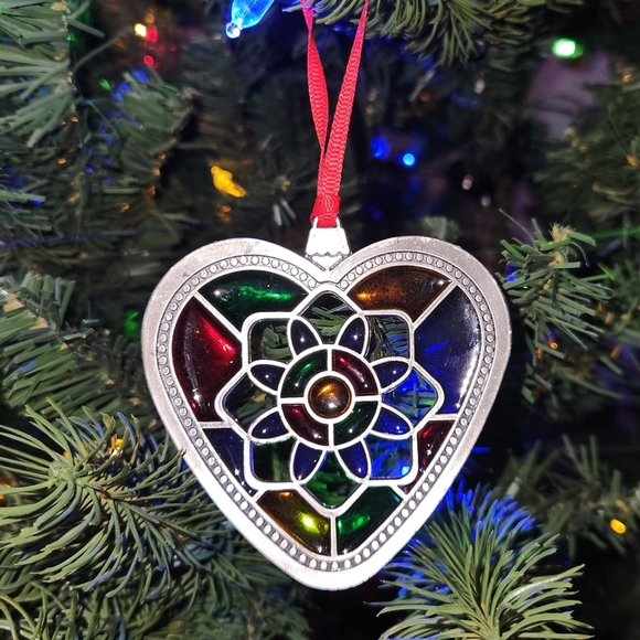 Set of 3 Stained Glass Metal Christmas Tree Ornaments Holiday Decor - Picture 6 of 8